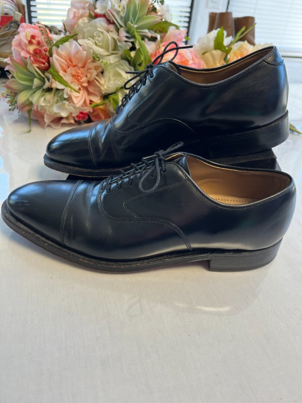 Johnston & Murphy Melton Calfskin Oxford Dress Shoes Black Cap Toe Men’s 9 D/B